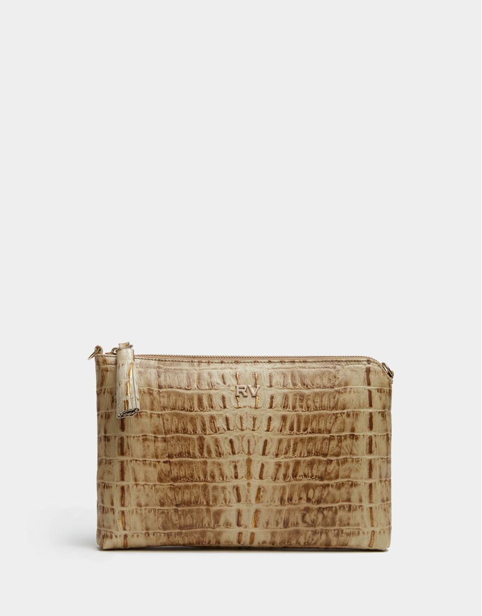Alligator embossed leather Lisa clutch bag | Roberto Verino