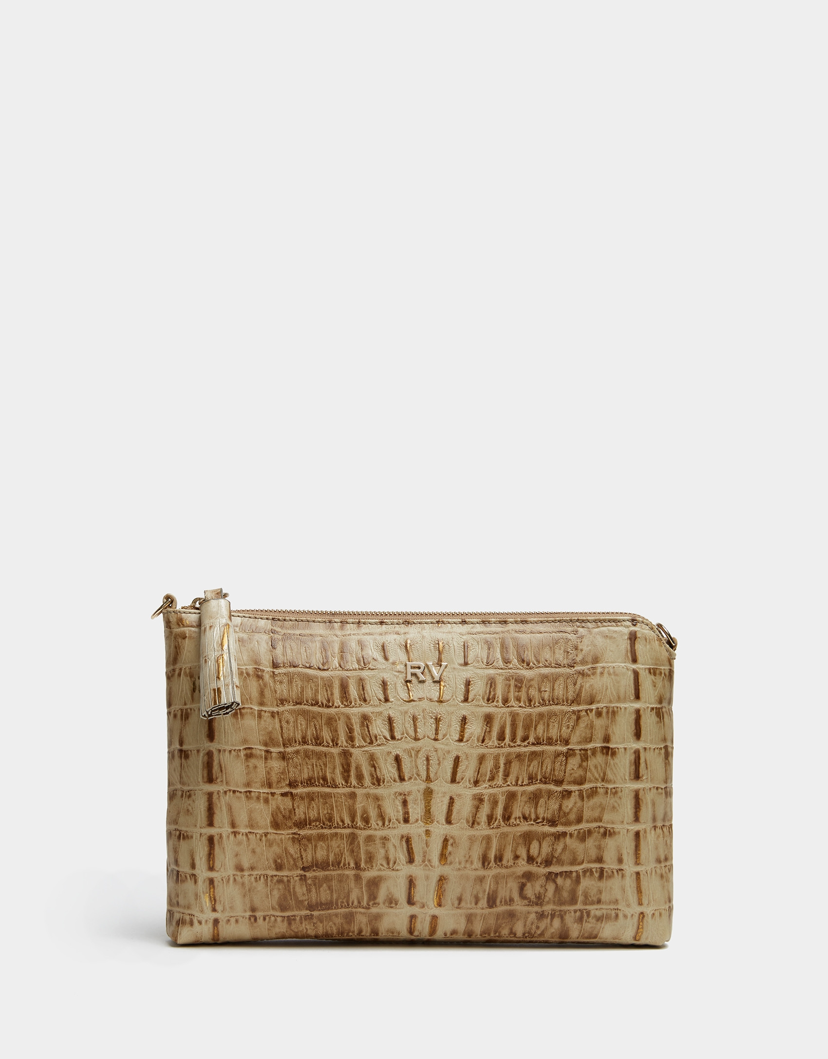 Alligator embossed leather Lisa clutch bag | Roberto Verino