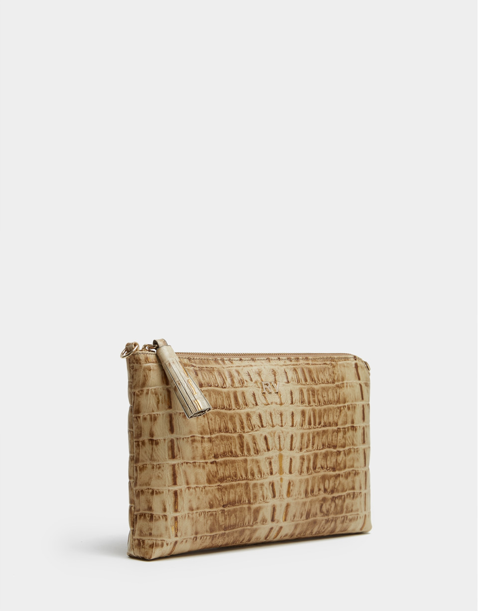 Alligator embossed leather Lisa clutch bag | Roberto Verino