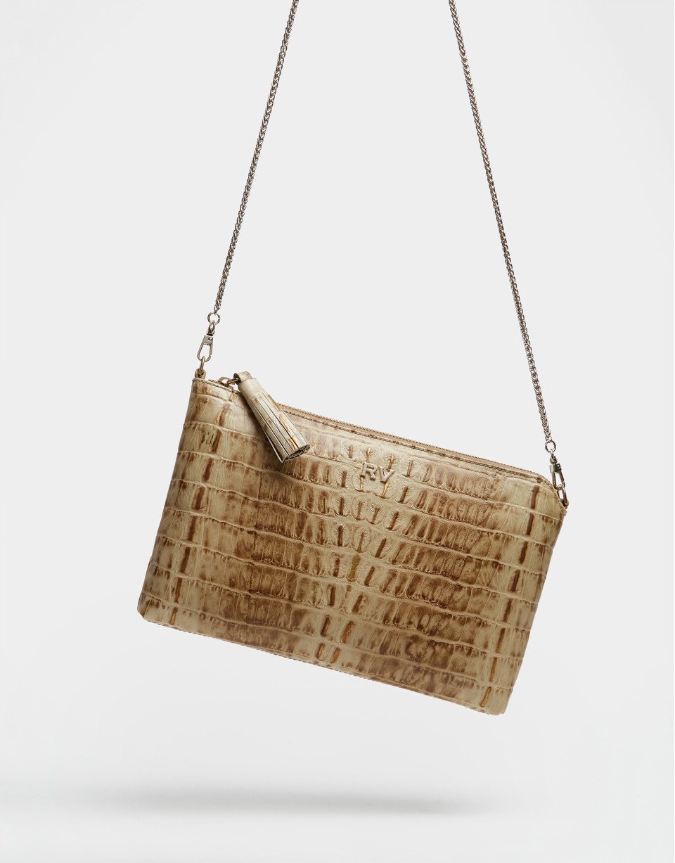 Alligator embossed leather Lisa clutch bag | Roberto Verino