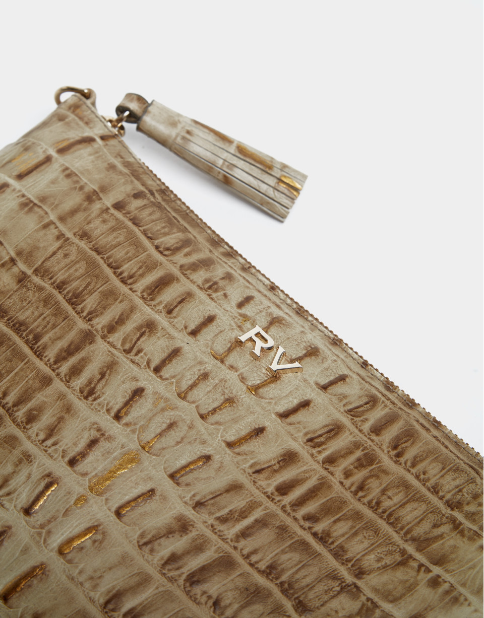 Alligator embossed leather Lisa clutch bag | Roberto Verino
