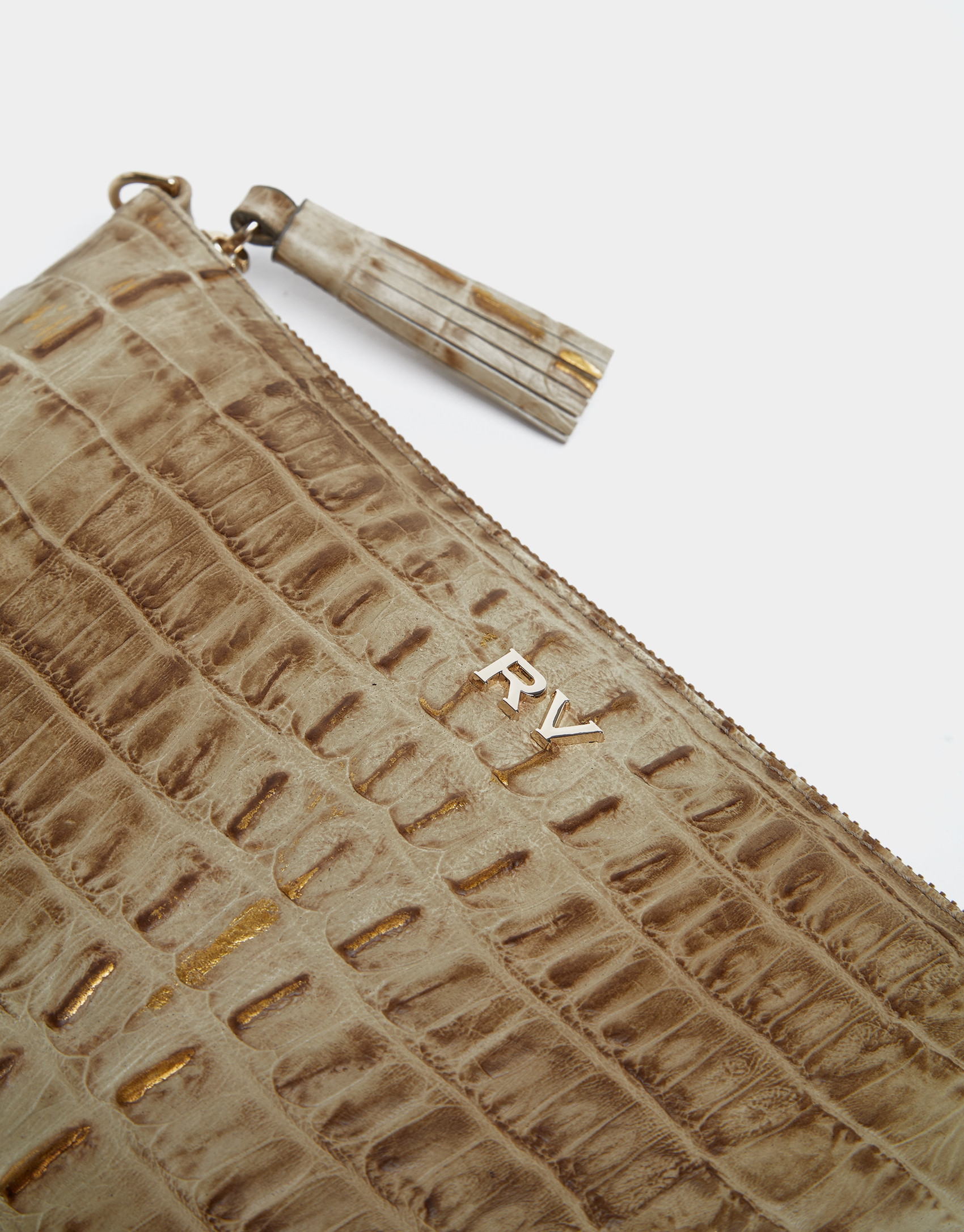 Alligator embossed leather Lisa clutch bag | Roberto Verino