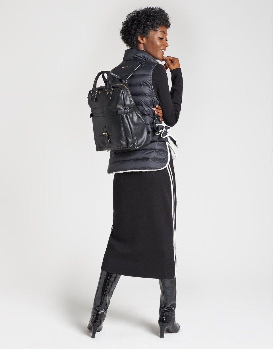 Black leather Charlotte backpack - OI20 - % | Roberto Verino
