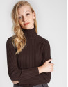 Brown sweater with ribbing - OI20 - % - SS2021 | Roberto Verino
