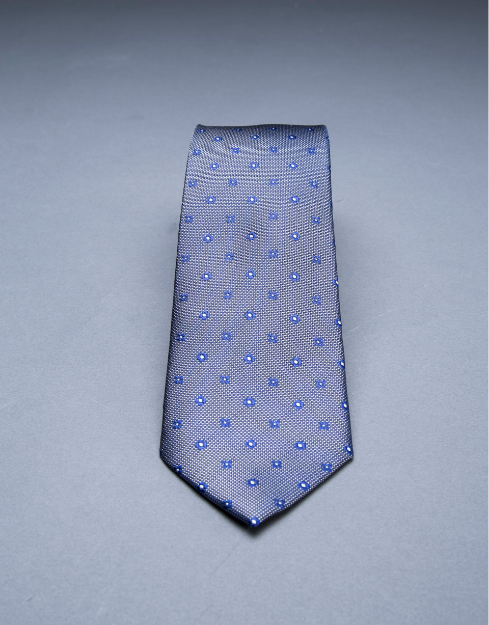 Corbata motivos azul gris
