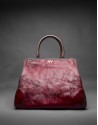 Justin bag with  Burgundy horsehair combined with brown leather and suede