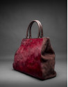 Justin bag with  Burgundy horsehair combined with brown leather and suede