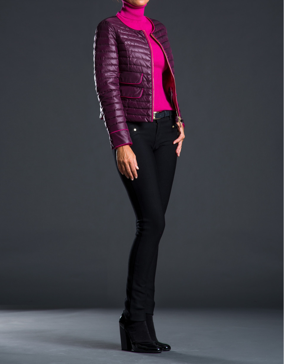 Short fuchsia - aubergine ski jacket 