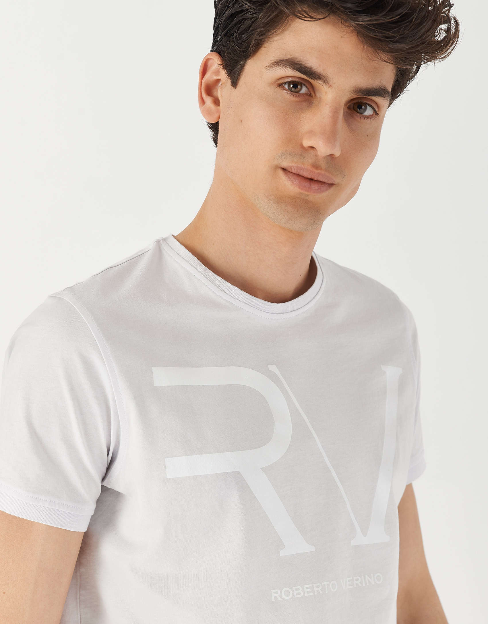 Camiseta algodón gris logo RV blanco - Hombre | Roberto Verino
