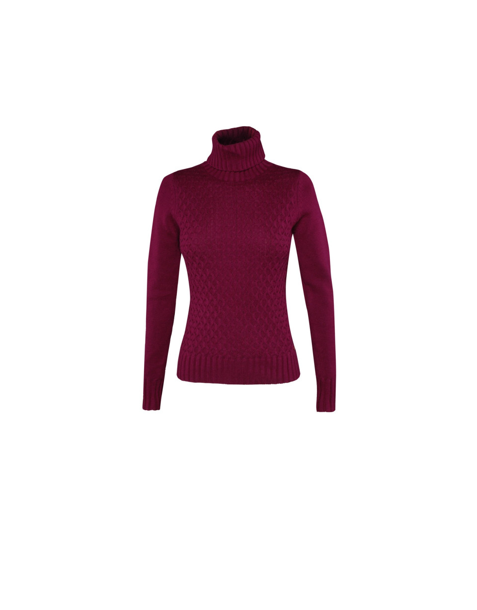 Roll collar pullover in bordeaux