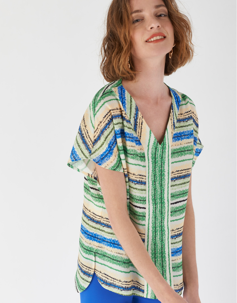 Blusón escote V multicolor - Mujer - PV2021 | Roberto Verino