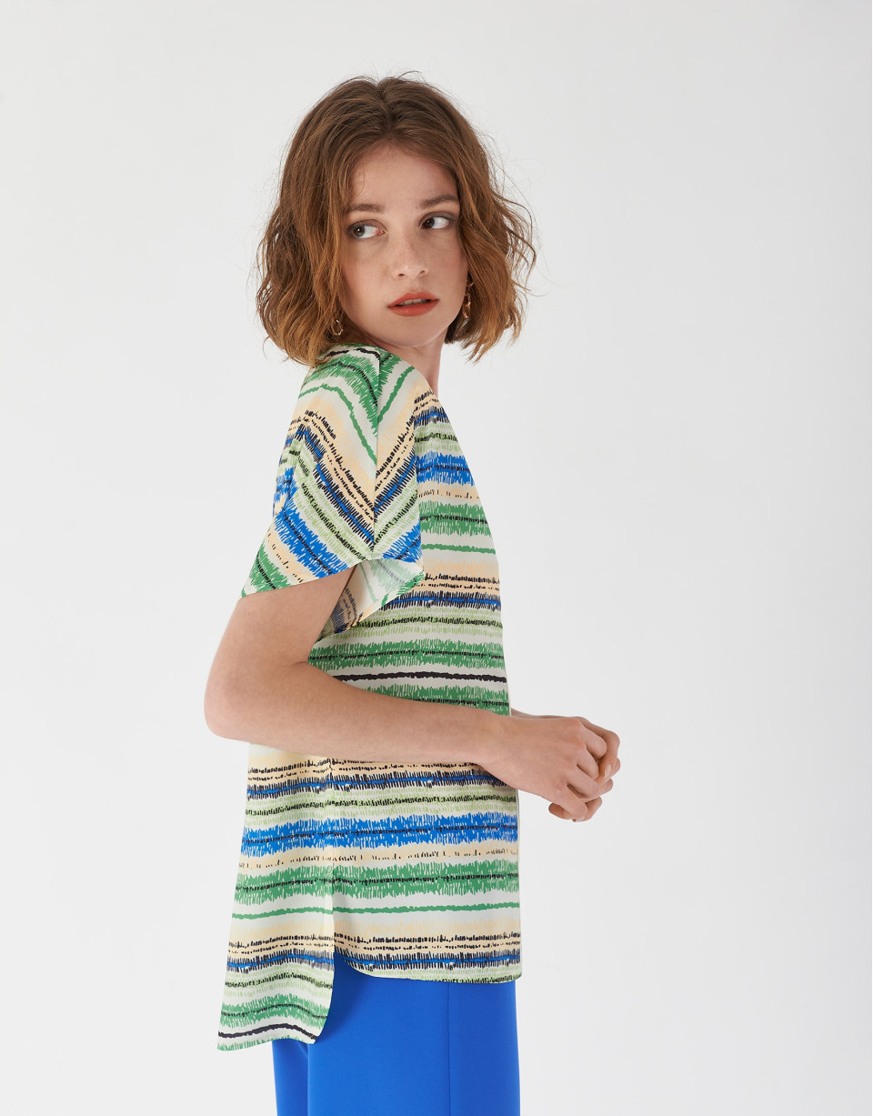 Blusón escote V multicolor - Mujer - PV2021 | Roberto Verino