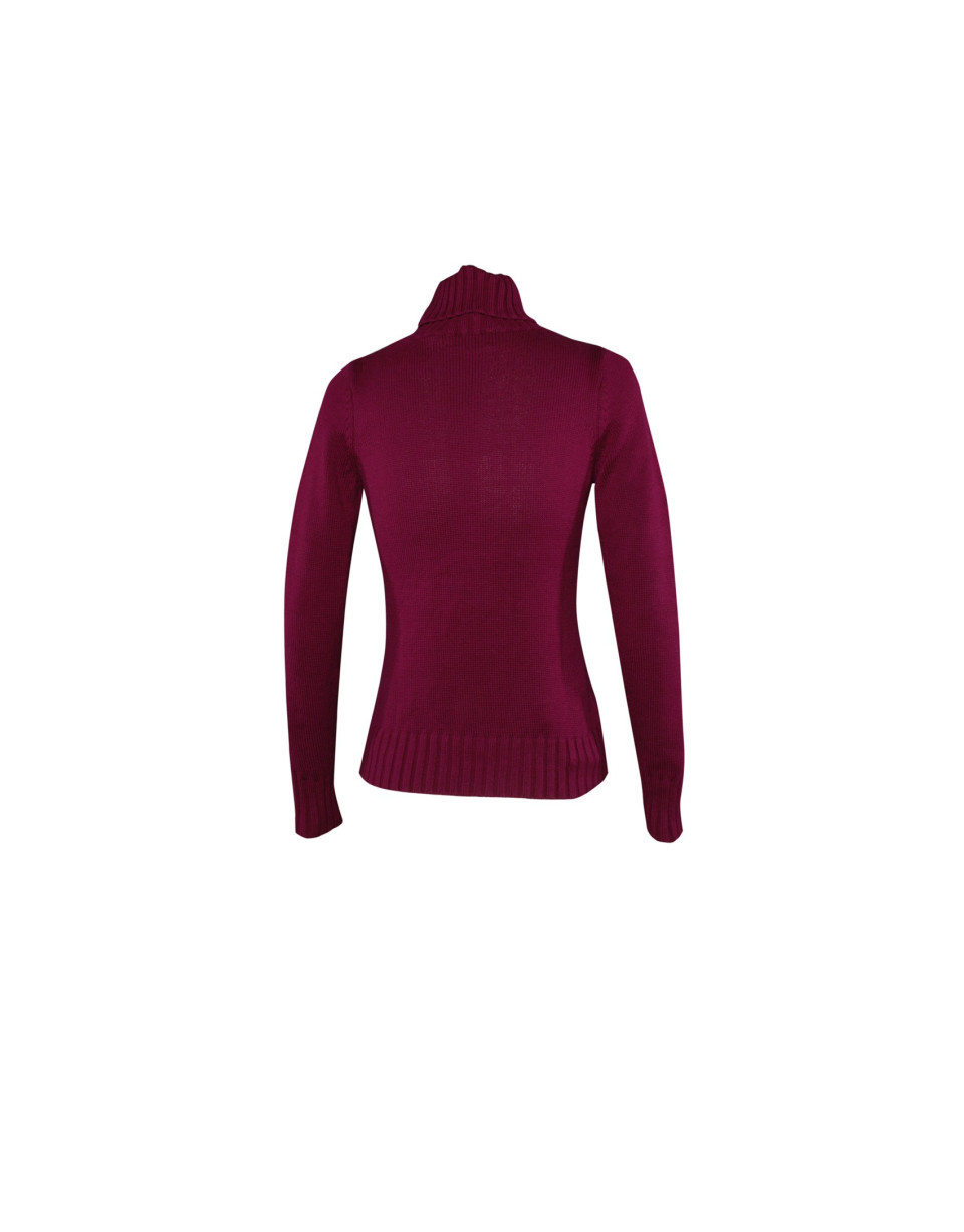 Roll collar pullover in bordeaux