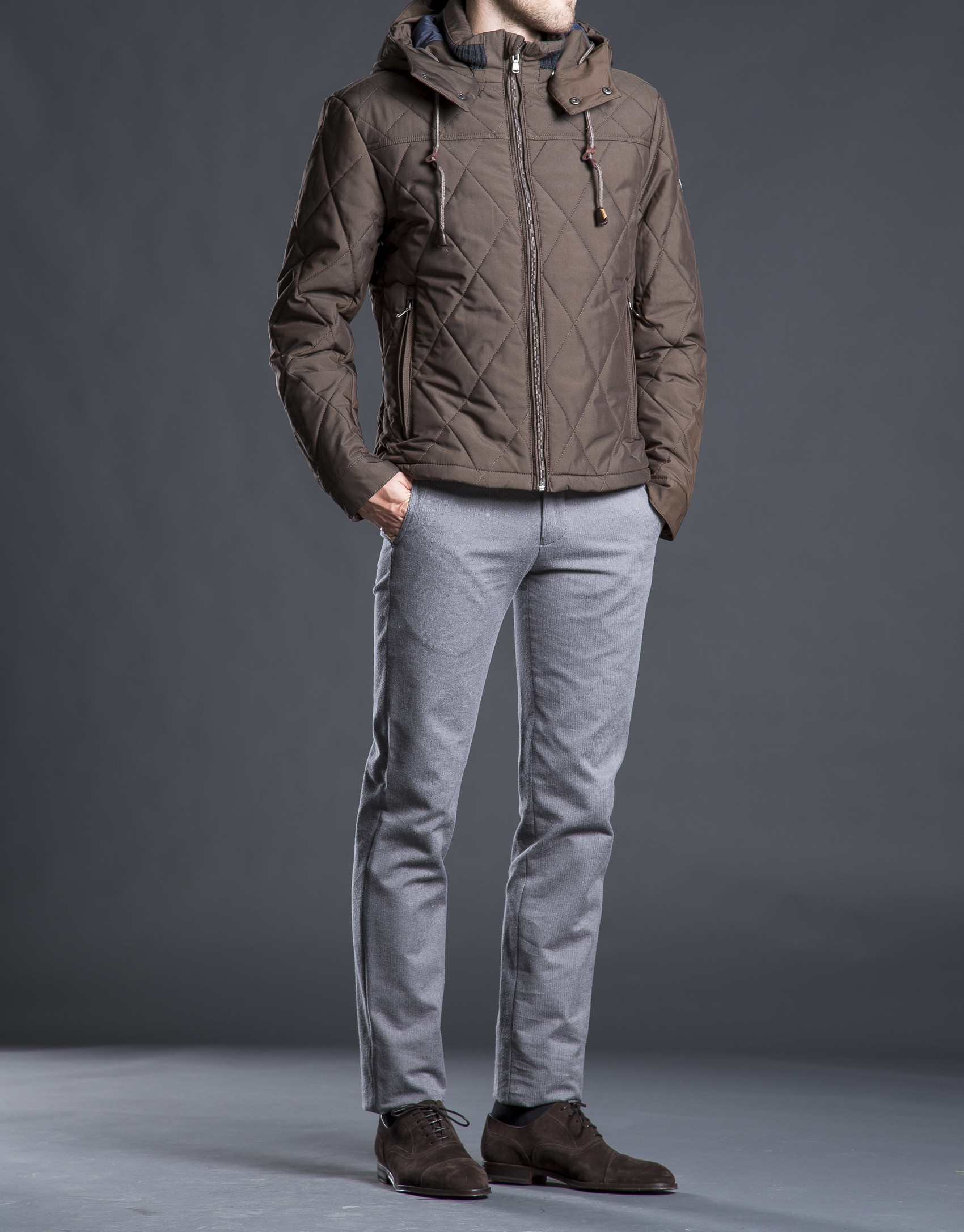 Brown hooded tracksuit jacket 