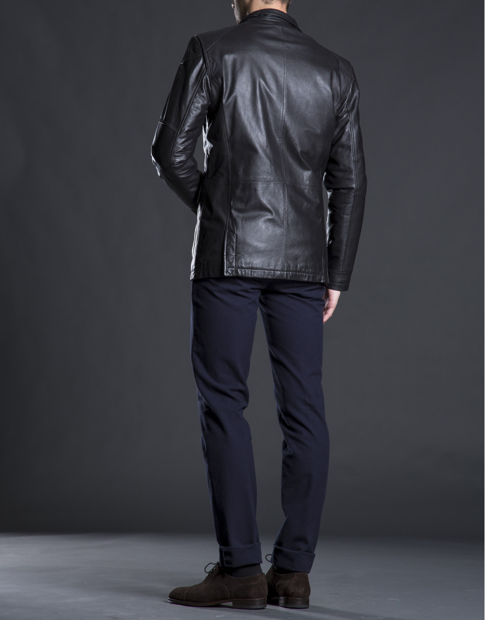 Parka piel marrón oscuro bolsillos