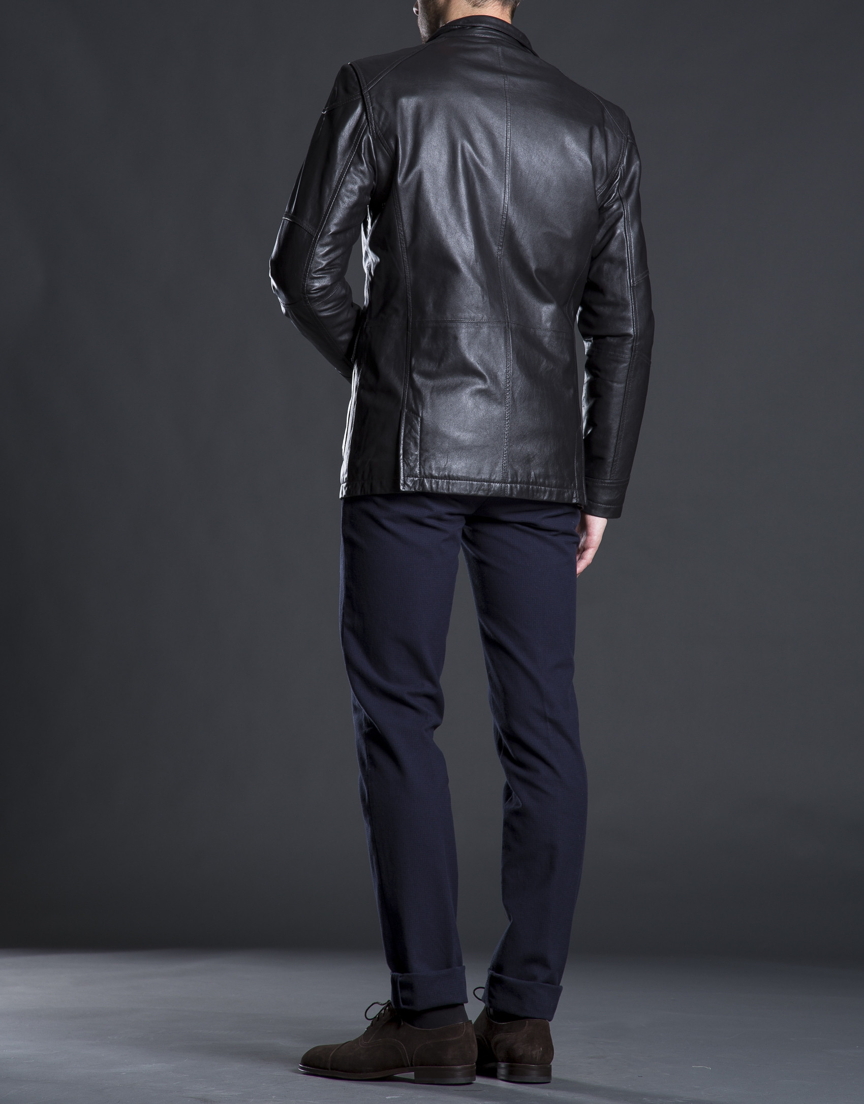 Parka piel marrón oscuro bolsillos