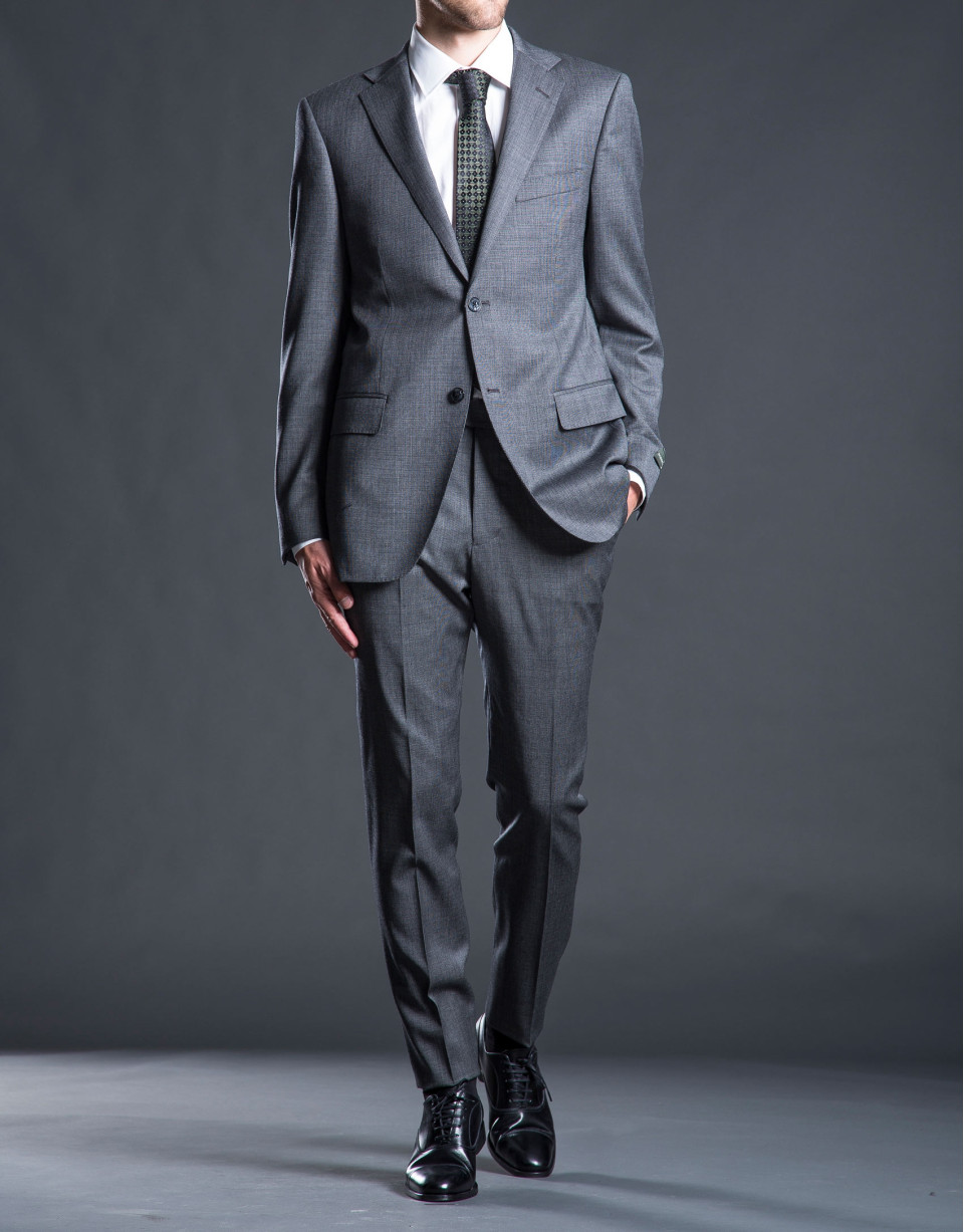 Traje microdibujo gris regular