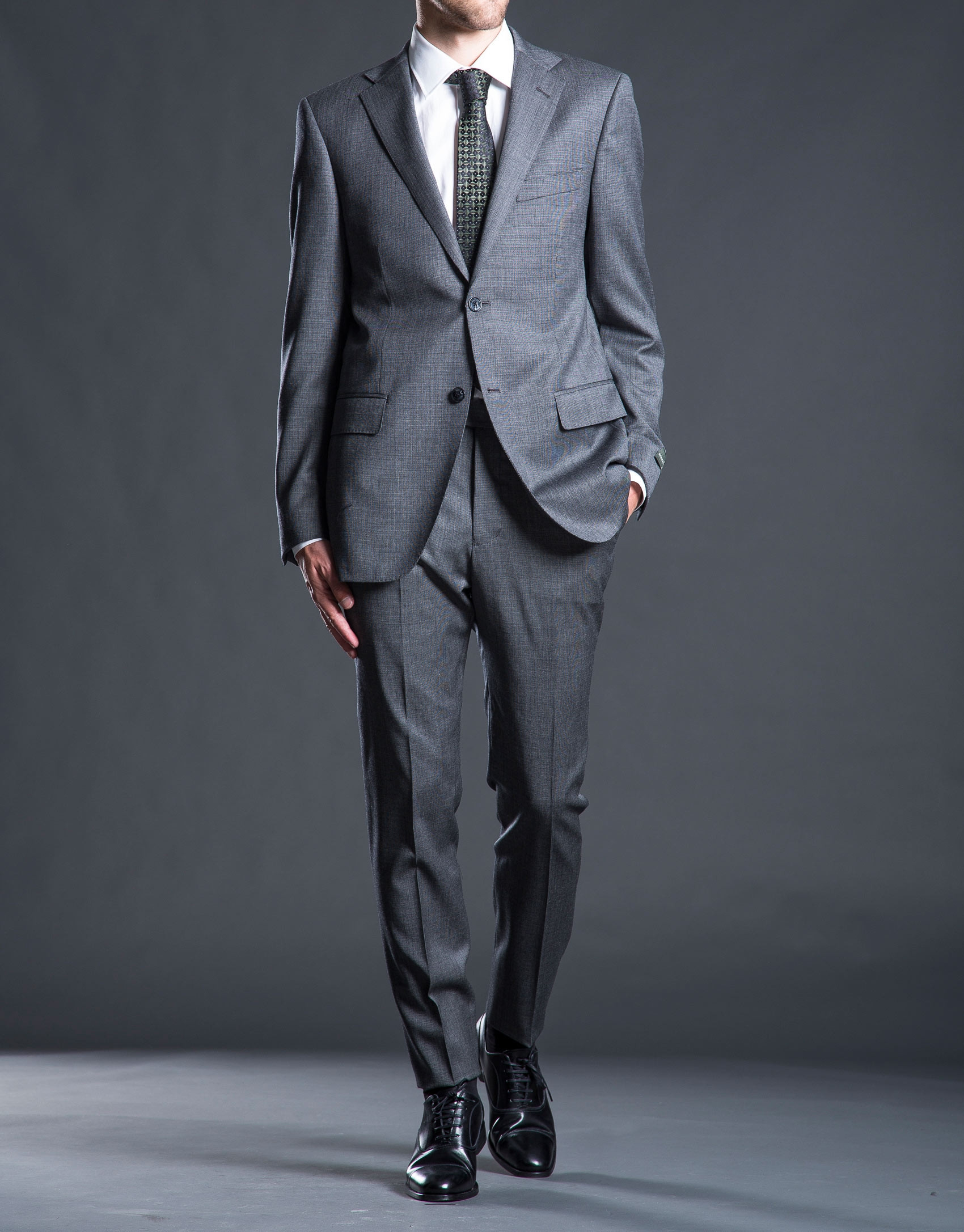 Traje microdibujo gris regular