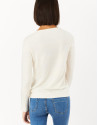 Off white fine knit sweater with horizontal ... | Roberto Verino