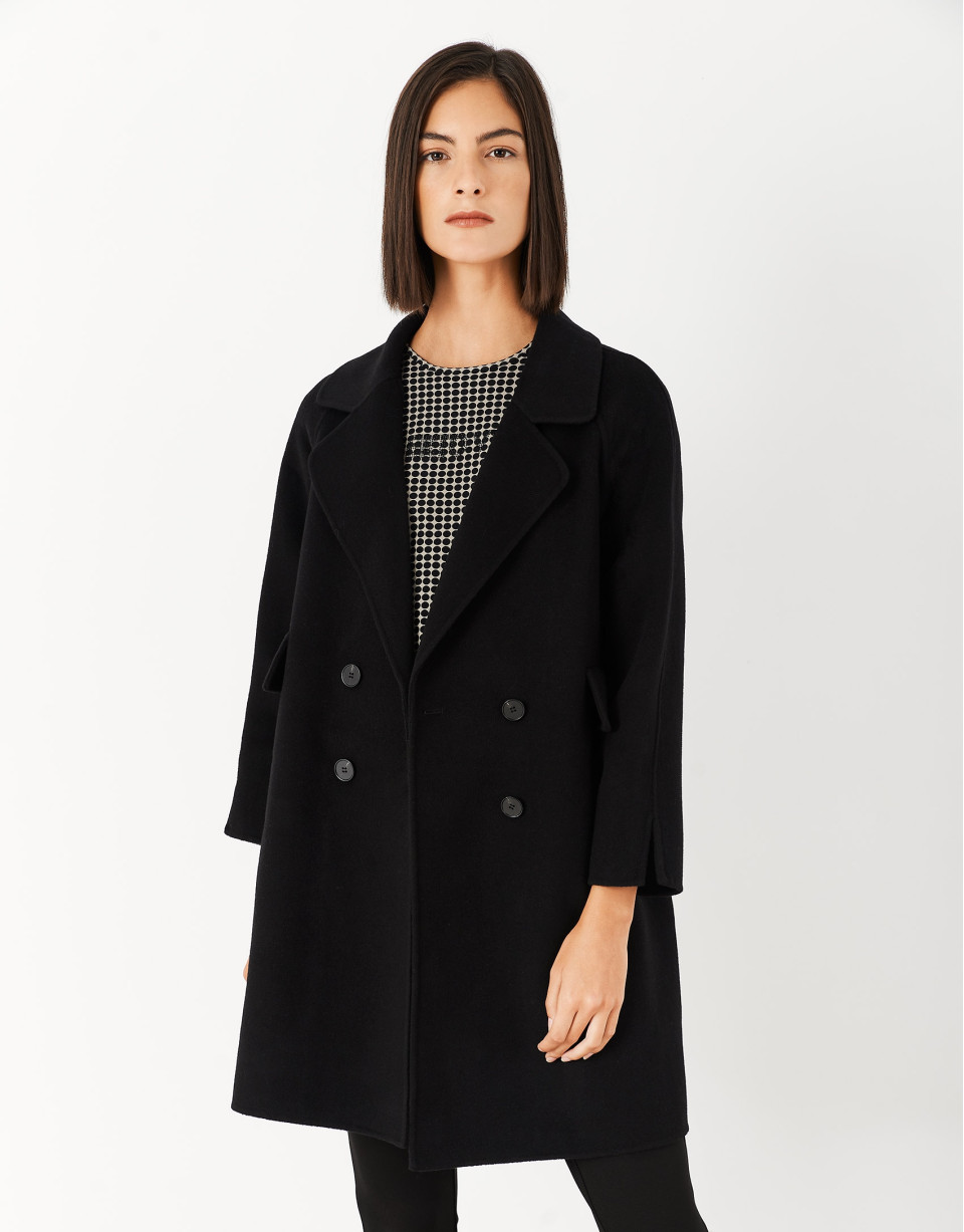 Black three-quarter wool coat - Woman - AW2021 | Roberto Verino