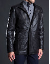 Parka piel marrón oscuro bolsillos