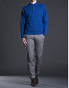 Blue knit polo shirt
