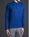 Blue knit polo shirt