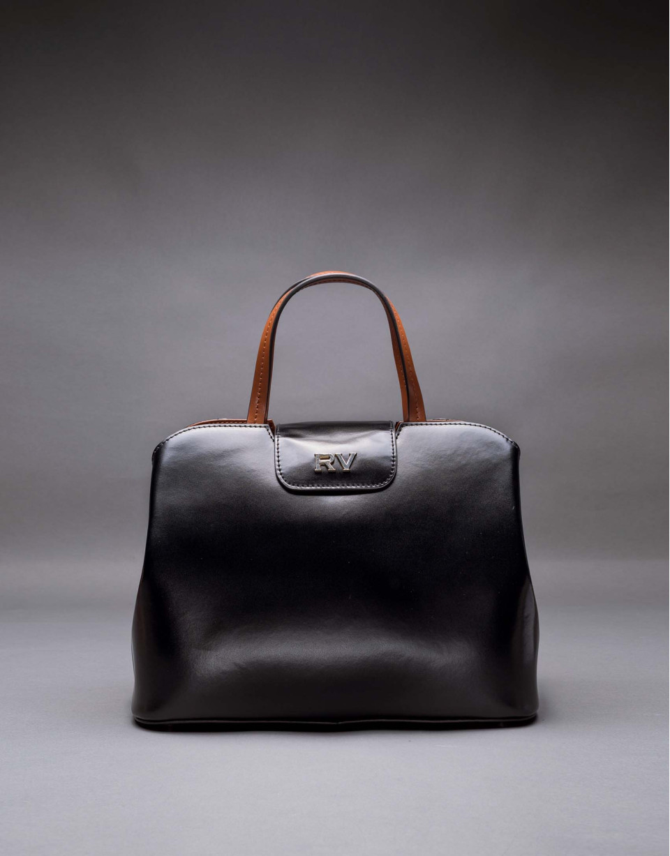 Stiff leather, black and brown Ryan bag 