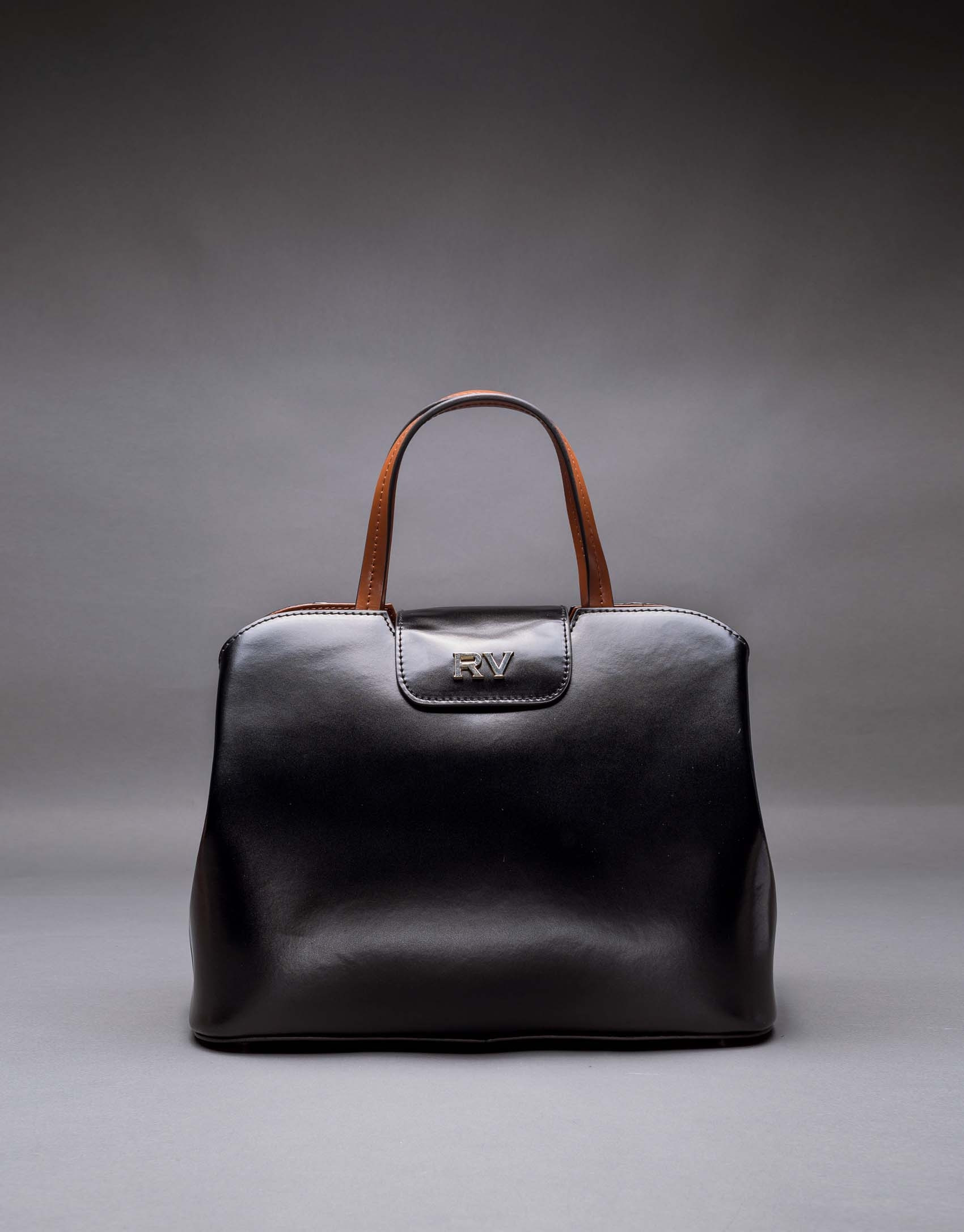 Stiff leather, black and brown Ryan bag 
