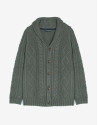 Green thick wool jacket with tuxedo collar