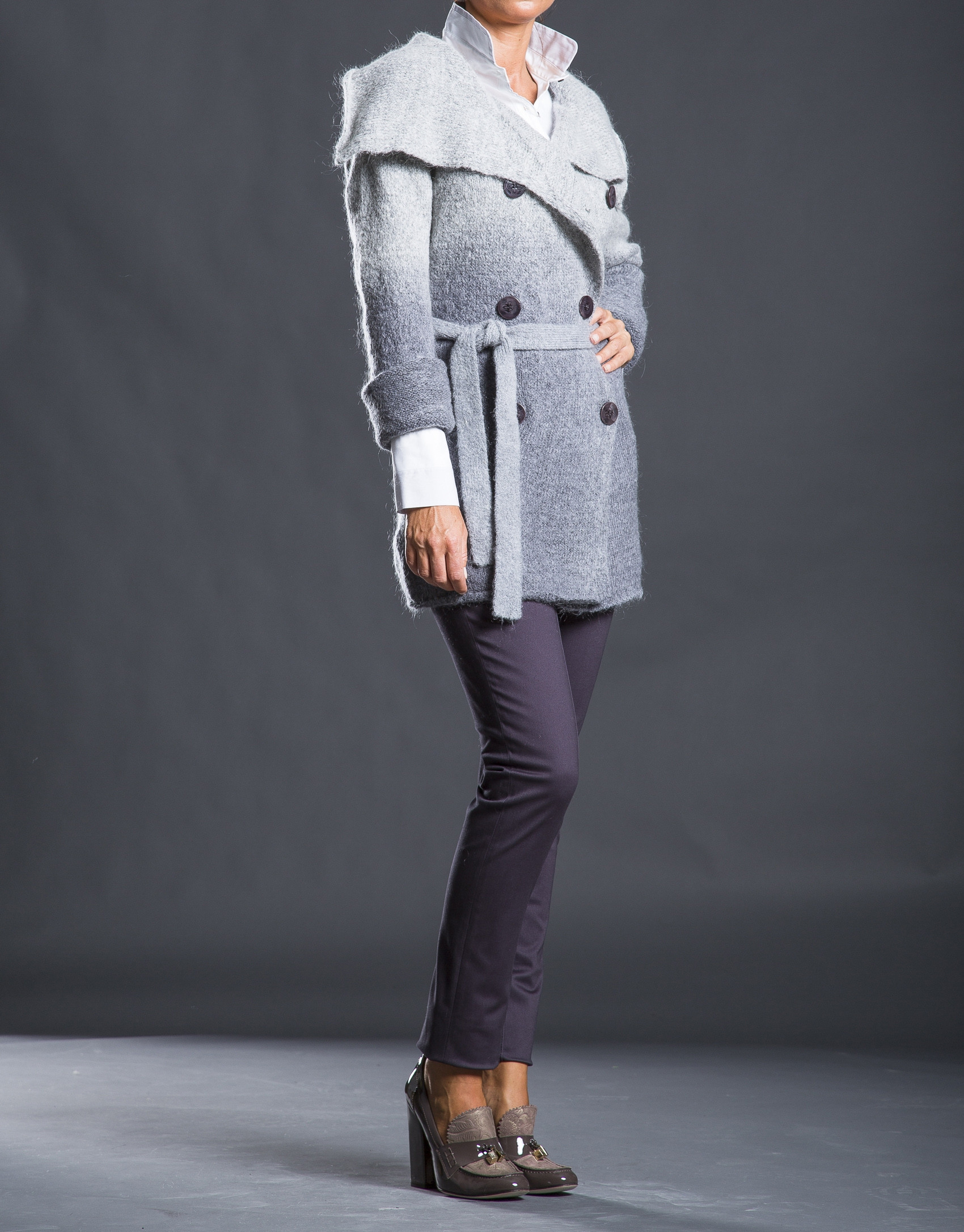 Chaqueta larga gris degradé