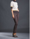 Jersey beige rayas fantasía