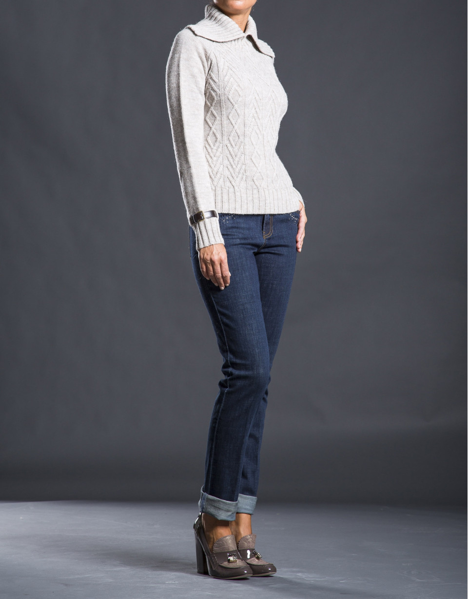 Jersey beige knit rombos