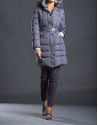 Long gray ski jacket with hood 