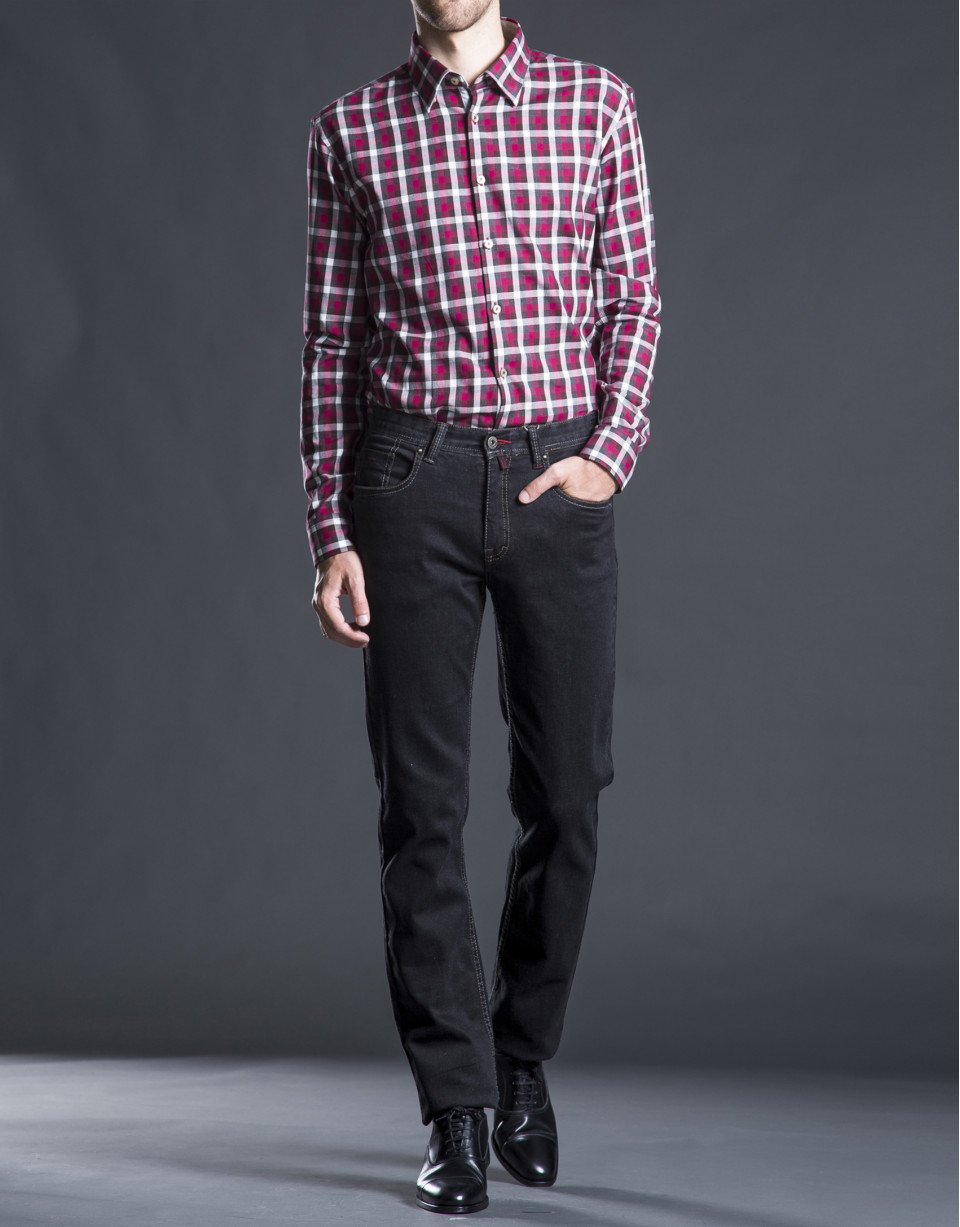 Camisa sport cuadro rojo gris