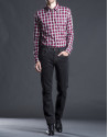 Camisa sport cuadro rojo gris