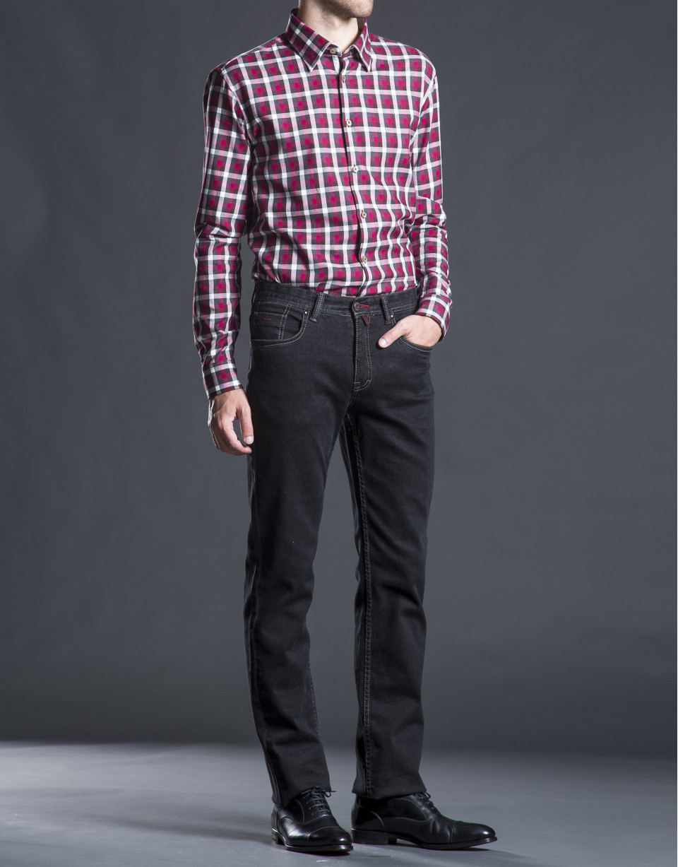 Camisa sport cuadro rojo gris
