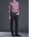 Red-gray checked sports shirt