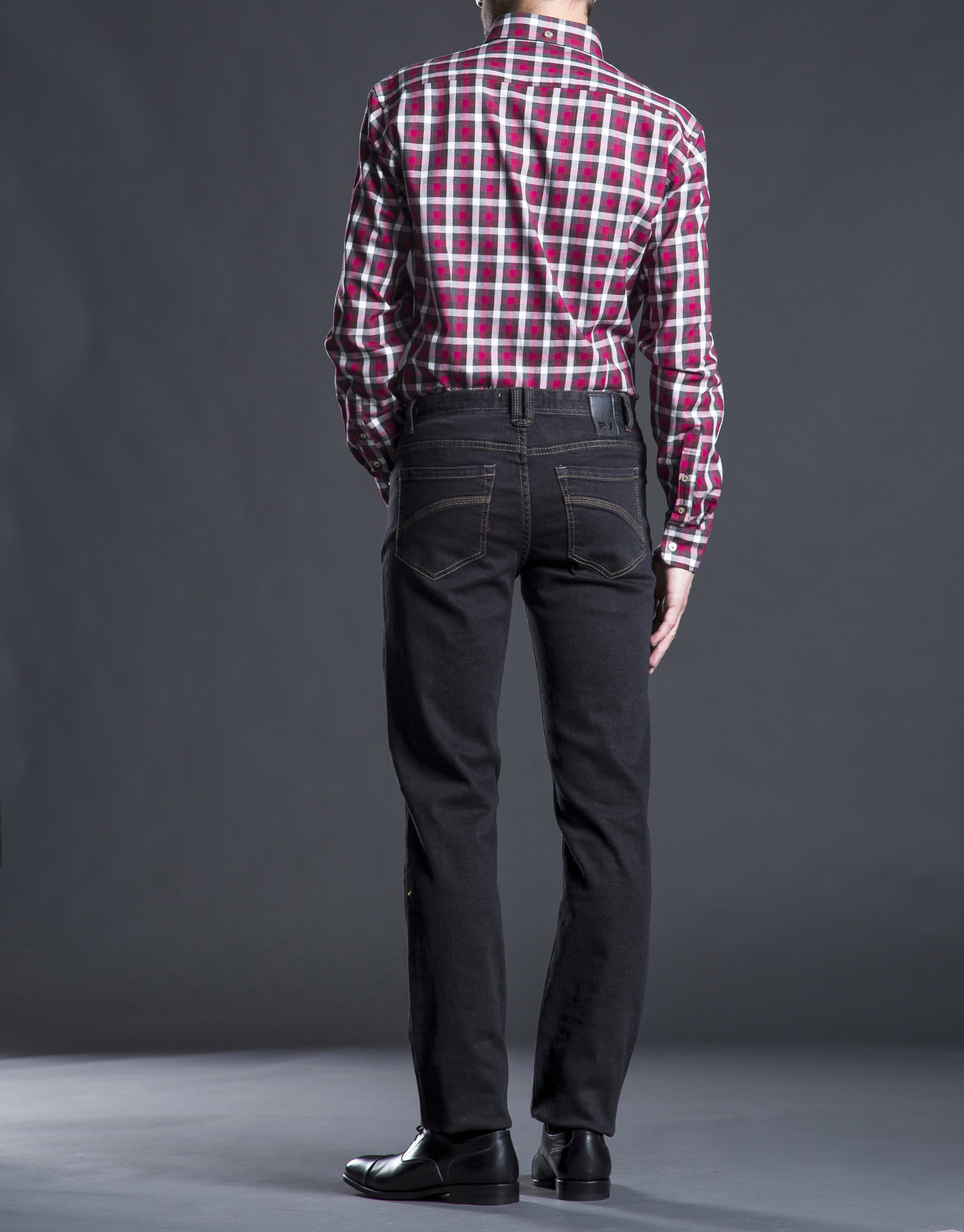 Camisa sport cuadro rojo gris