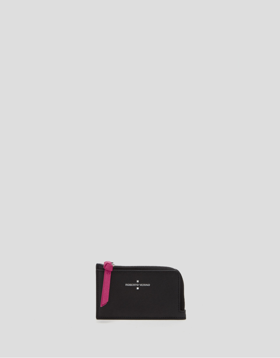 Black Saffiano leather Sama coin purse  - Woman | Roberto Verino
