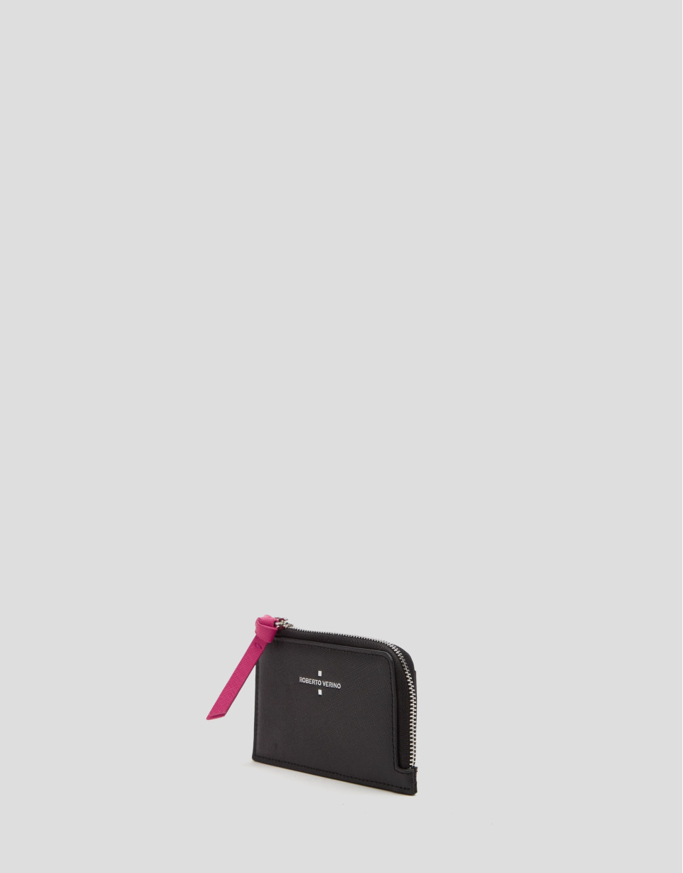 Black Saffiano leather Sama coin purse  - Woman | Roberto Verino