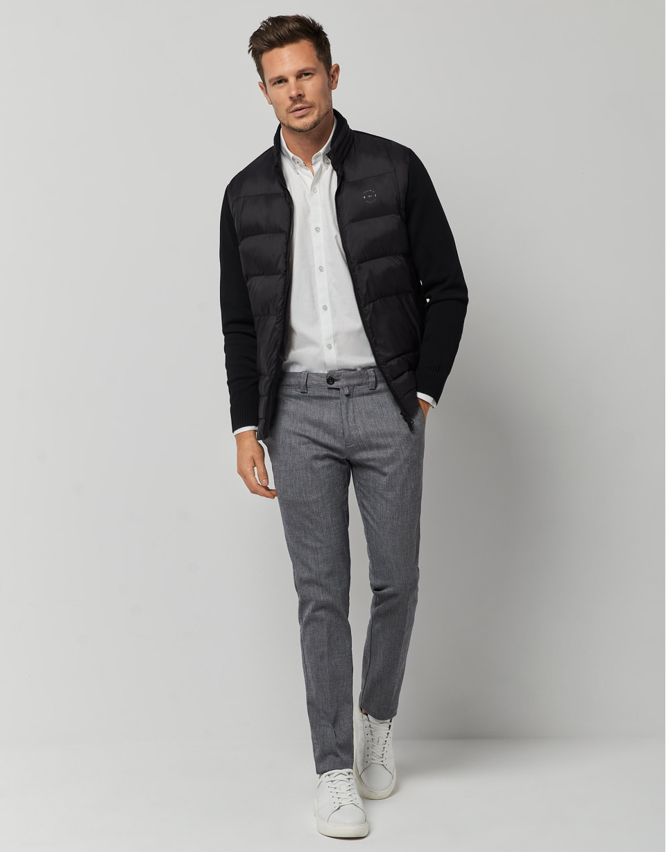 Black quilted windbreaker with knit sleeves | Roberto Verino