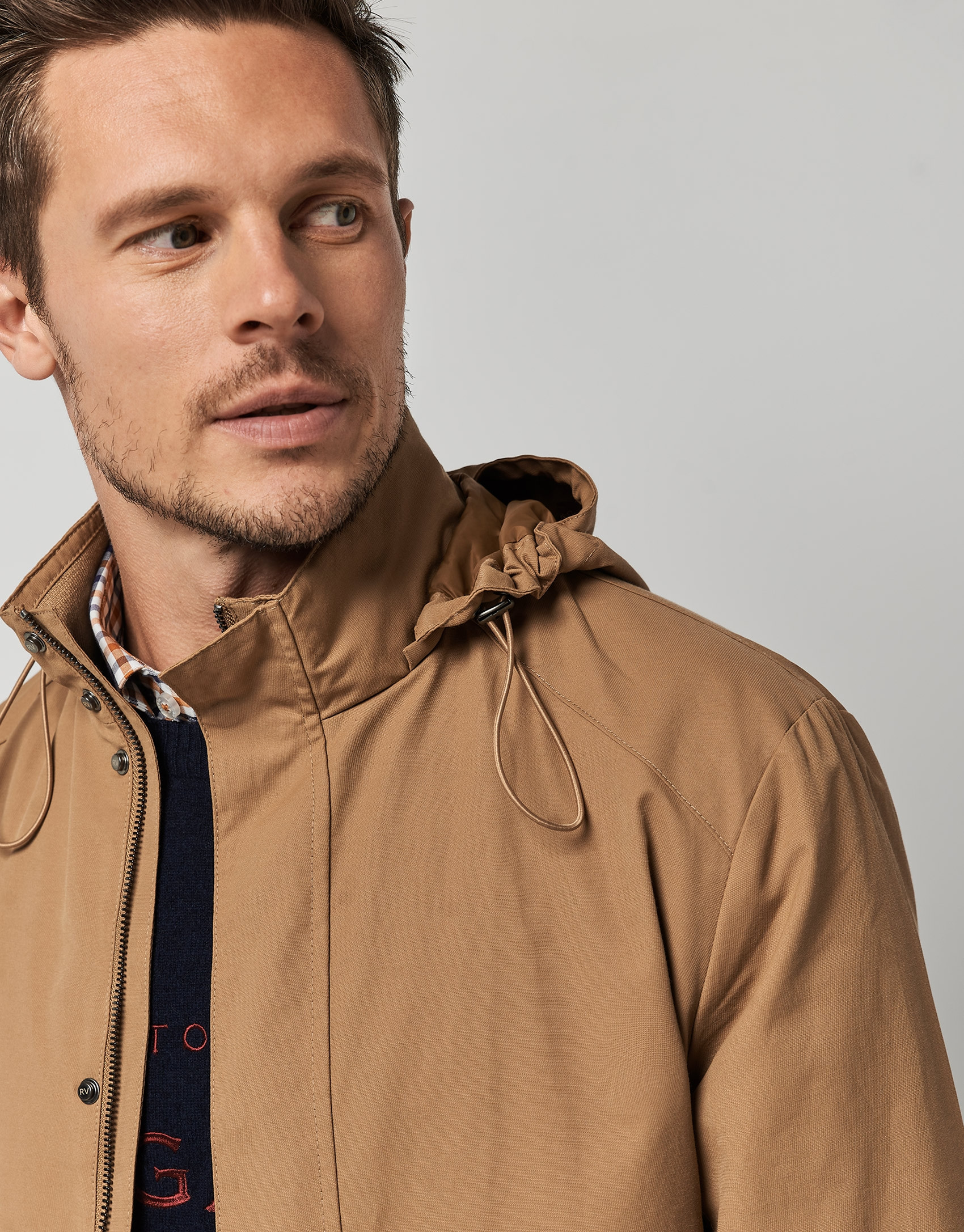 Camel technical cotton windbreaker - Man | Roberto Verino