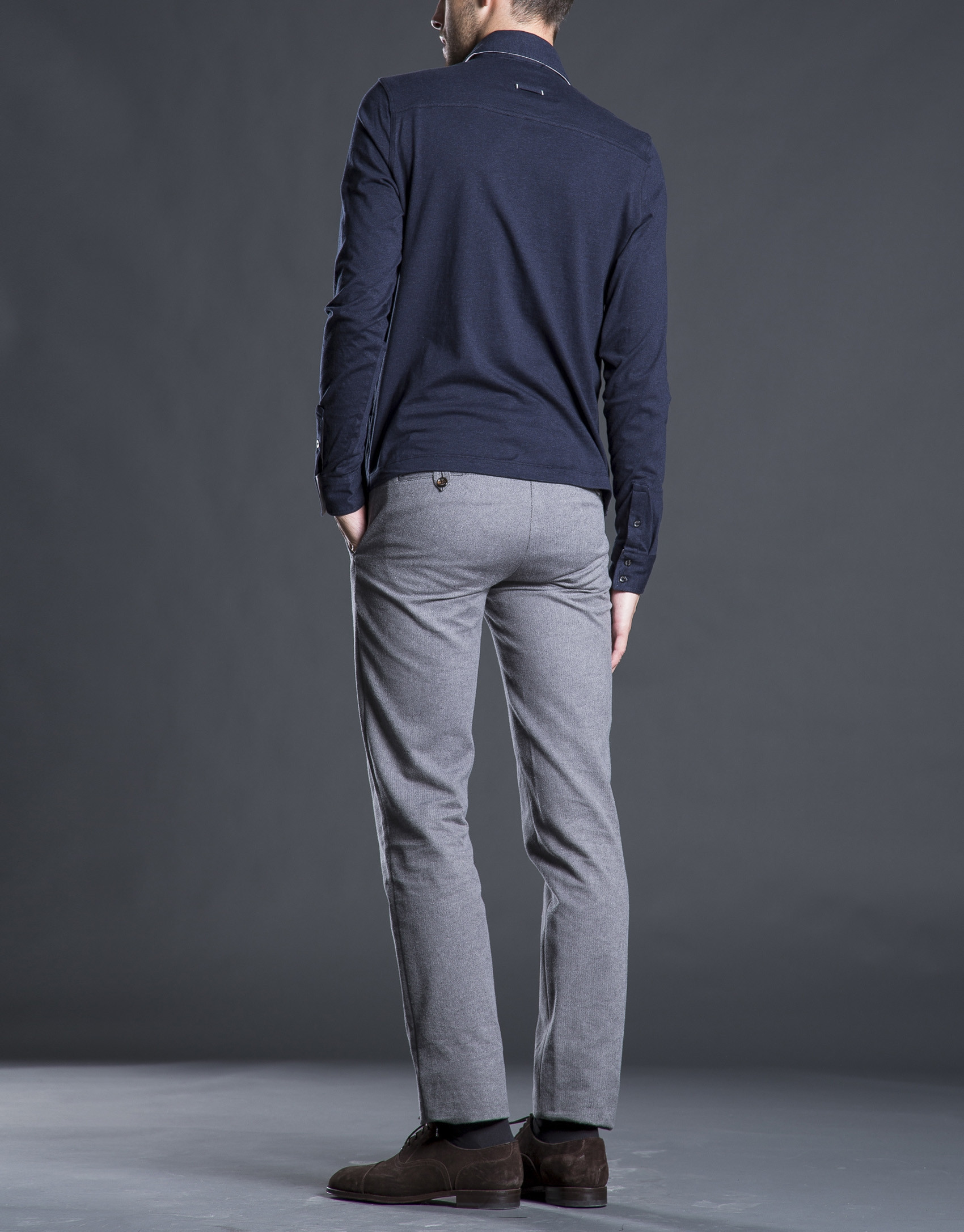 Blue polo shirt with breast pockets