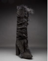 Black suede and fox fur boots.