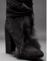Black suede and fox fur boots.