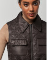 Brown tech fabric vest with four pockets | Roberto Verino