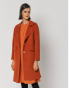 Three-quarter orange double-faced wool coat | Roberto Verino