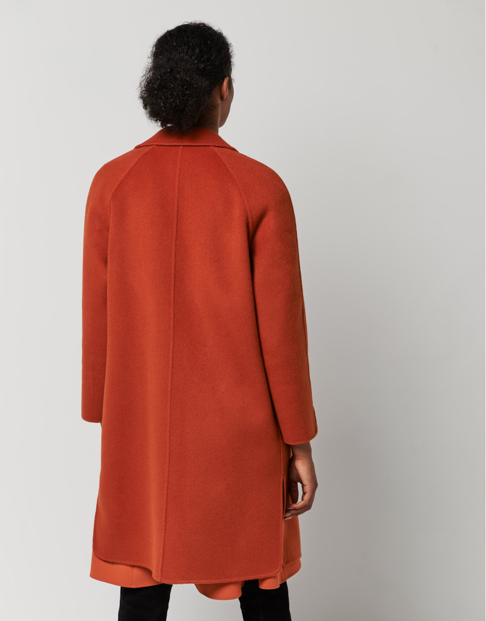 Three-quarter orange double-faced wool coat | Roberto Verino