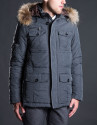 Gray hair hooded tracksuit jacket